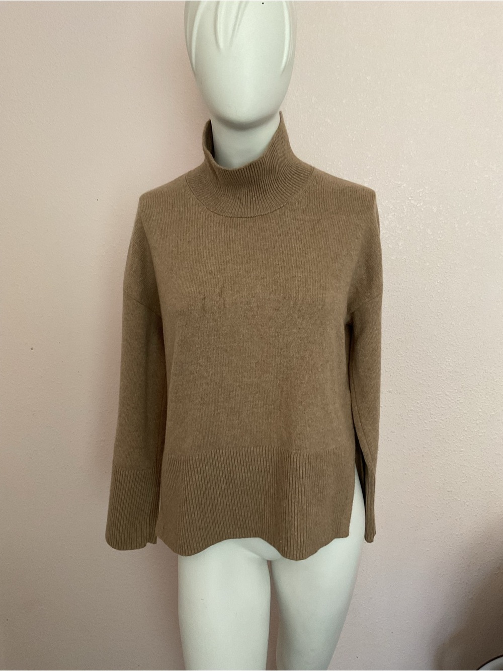 Banana Republic Camel Brown Cotton Blend Turtleneck Sweater M Oversized